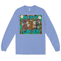 Colony Blue easter happy easter western bunnies daisies Long Sleeve Tee - Artiststas