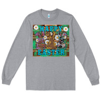 Heather Grey easter happy easter western bunnies daisies Long Sleeve Tee - Artiststas