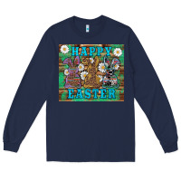 Navy easter happy easter western bunnies daisies Long Sleeve Tee - Artiststas