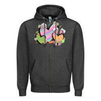 Charcoal Heather easter hearts Zipper Hoodie - MaliasSmallBusiness