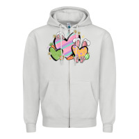 Dove Grey easter hearts Zipper Hoodie - MaliasSmallBusiness