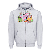 Heather Grey easter hearts Zipper Hoodie - MaliasSmallBusiness