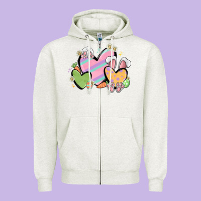 Easter Hearts Zipper Hoodie Designed By Maliassmallbusiness