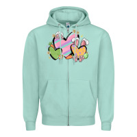Seafoam easter hearts Zipper Hoodie - MaliasSmallBusiness
