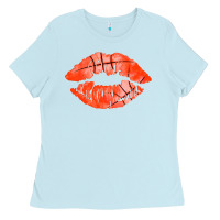 Baby Blue basketball lips Ladies Tee - AdoDesignShop