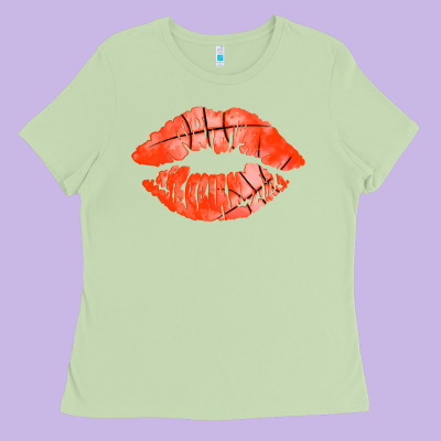 Basketball Lips Ladies Tee Designed By Adodesignshop
