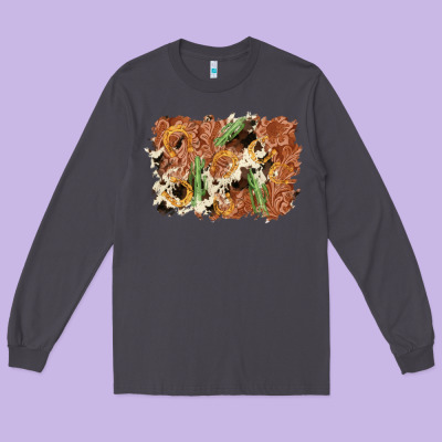 Horseshoe Cowhide Cactus Background Long Sleeve Tee Designed By Adodesignshop