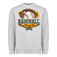 Heather Grey western baseball with sunflower Heavyweight Sweatshirt - BundleAndBundleShop