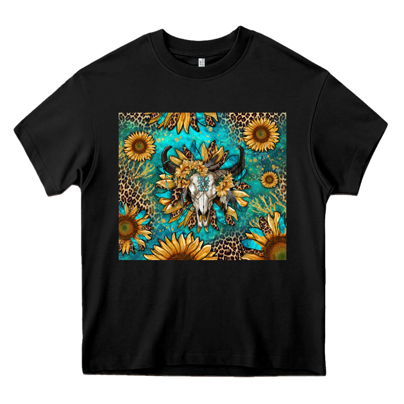 Bull Skull Sunflowers Heavy Core Tee by RanaPortraitStore | Teevron