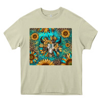 Mossy bull skull sunflowers Heavy Core Tee - RanaPortraitStore