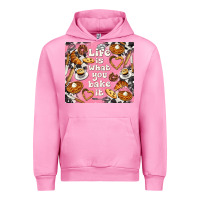 Fuchsia Pink life is what you bake it with cowhide Urban Hoodie - TumblerDesignByShophia