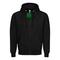 Black shamrock heartbeat Zipper Hoodie - MaliasSmallBusiness