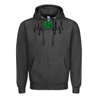 Charcoal Heather shamrock heartbeat Zipper Hoodie - MaliasSmallBusiness