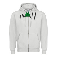 Dove Grey shamrock heartbeat Zipper Hoodie - MaliasSmallBusiness