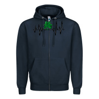 Navy shamrock heartbeat Zipper Hoodie - MaliasSmallBusiness