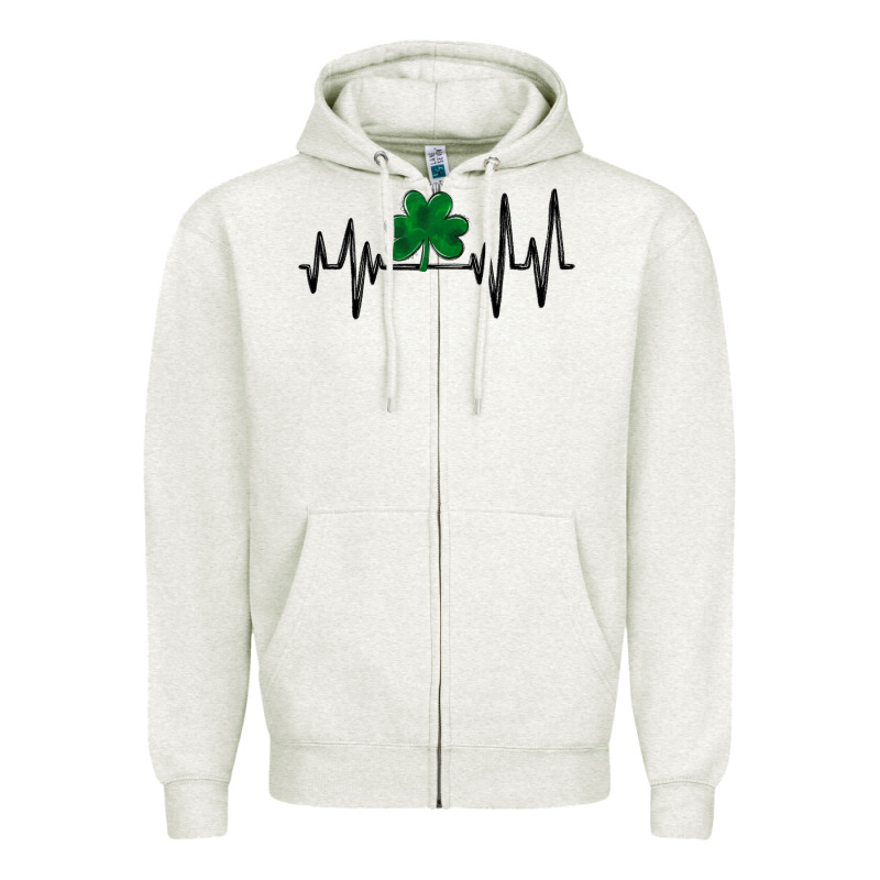 Shamrock Heartbeat Zipper Hoodie by MaliasSmallBusiness | Teevron