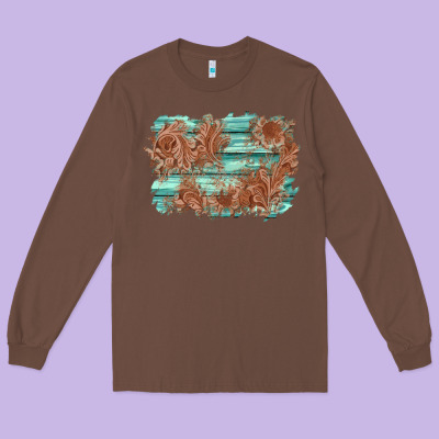 Wood Leather Background Long Sleeve Tee Designed By Adodesignshop