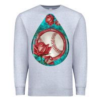 Heather Grey baseball and western roses teardrop  7 Premium Sweatshirt - BundleAndBundleShop