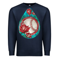 Navy baseball and western roses teardrop  7 Premium Sweatshirt - BundleAndBundleShop