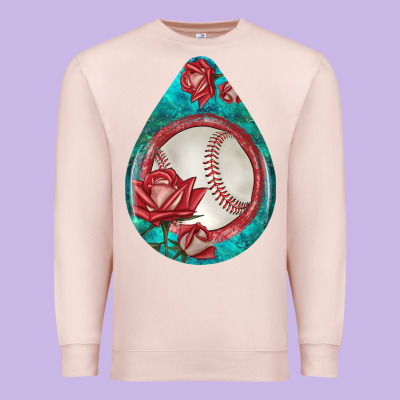 Baseball And Western Roses Teardrop  7 Premium Sweatshirt Designed By Bundleandbundleshop