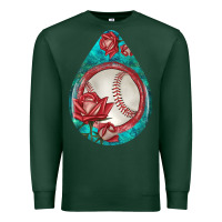 Sports Green baseball and western roses teardrop  7 Premium Sweatshirt - BundleAndBundleShop