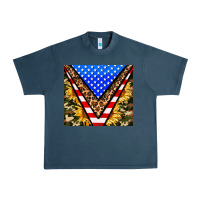 Midnight Navy american sunflower and camouflage Urban Heavy Tee - AdoDesignShop