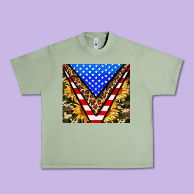 American Sunflower And Camouflage Urban Heavy Tee Designed By Adodesignshop