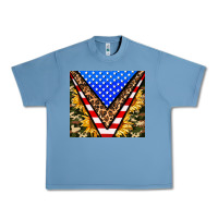 Pebble Blue american sunflower and camouflage Urban Heavy Tee - AdoDesignShop