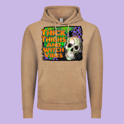 Thick Thighs And Witch Vibes Vintage Hoodie Designed By Jahusdesignshop