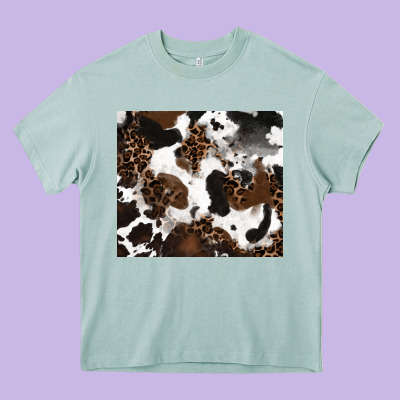 Heavy Core Tee cowhide and leopard pattern