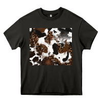 Asphalt cowhide and leopard pattern Heavy Core Tee - RanaPortraitStore