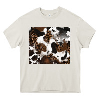 Cream cowhide and leopard pattern Heavy Core Tee - RanaPortraitStore