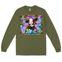 Army Green easter cow eggs flowers daisys Long Sleeve Tee - Artiststas