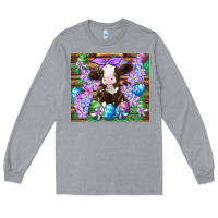 Heather Grey easter cow eggs flowers daisys Long Sleeve Tee - Artiststas
