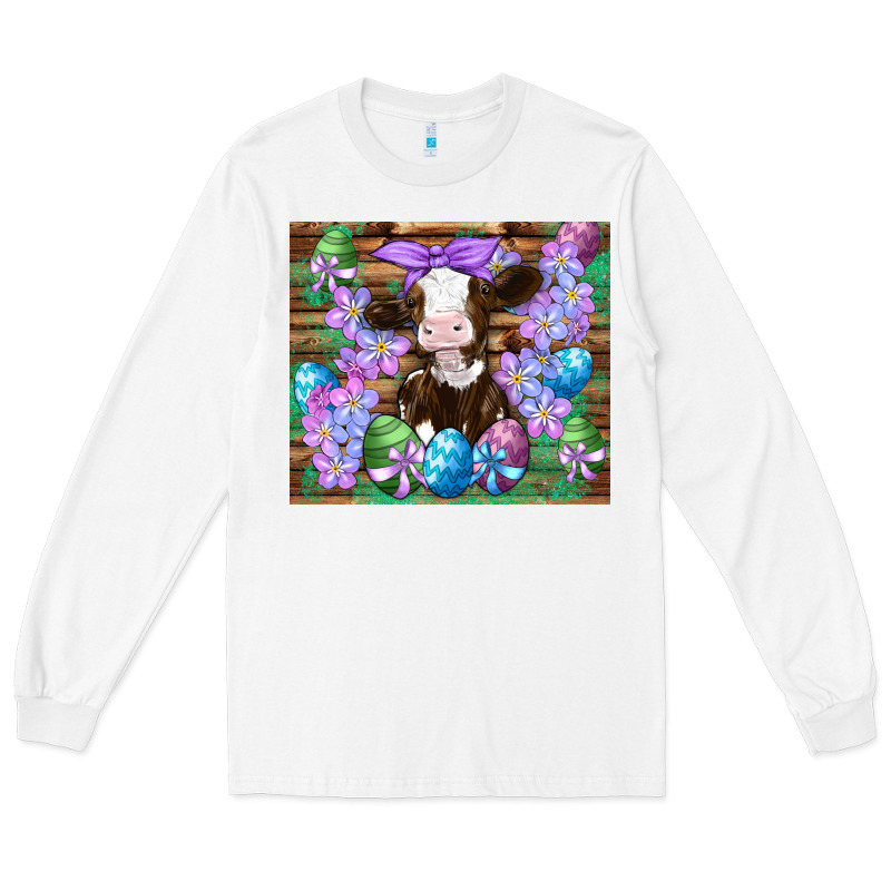 Easter Cow Eggs Flowers Daisys Long Sleeve Tee by Artiststas | Teevron