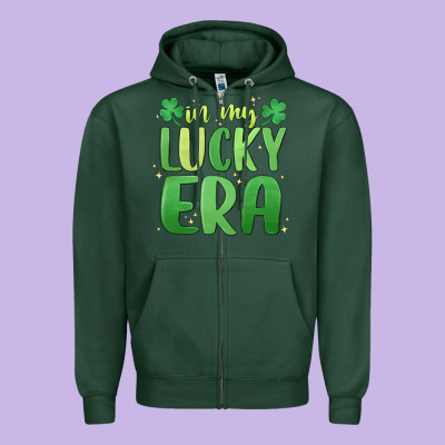 In My Lucky Era St. Patrick's Day Zipper Hoodie Designed By Maliassmallbusiness