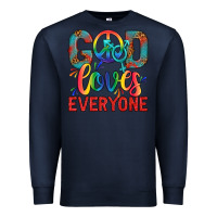 Navy Lgbtq God Loves Everyone With Unicorn Premium Sweatshirt - BundleAndBundleShop