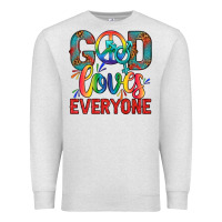 Oatmeal Heather Lgbtq God Loves Everyone With Unicorn Premium Sweatshirt - BundleAndBundleShop