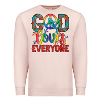 Pale Pink Lgbtq God Loves Everyone With Unicorn Premium Sweatshirt - BundleAndBundleShop
