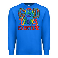 True Royal Lgbtq God Loves Everyone With Unicorn Premium Sweatshirt - BundleAndBundleShop