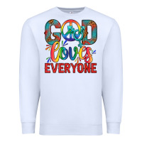 White Lgbtq God Loves Everyone With Unicorn Premium Sweatshirt - BundleAndBundleShop
