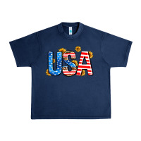 Navy usa sunflower Urban Heavy Tee - AdoDesignShop