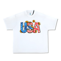 White usa sunflower Urban Heavy Tee - AdoDesignShop