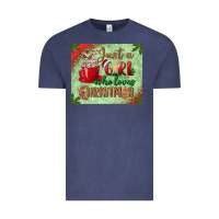 Vintage Denim just a girl who loves christmas mousepad Vintage Tee - BundleAndBundleShop