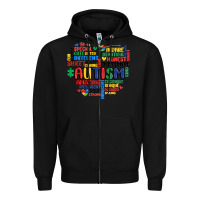 Black autism heart Zipper Hoodie - MaliasSmallBusiness