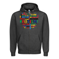 Charcoal Heather autism heart Zipper Hoodie - MaliasSmallBusiness