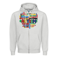 Dove Grey autism heart Zipper Hoodie - MaliasSmallBusiness