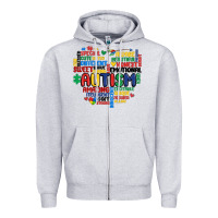 Heather Grey autism heart Zipper Hoodie - MaliasSmallBusiness