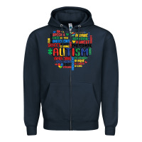 Navy autism heart Zipper Hoodie - MaliasSmallBusiness