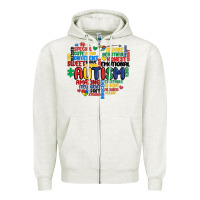 Oatmeal Heather autism heart Zipper Hoodie - MaliasSmallBusiness